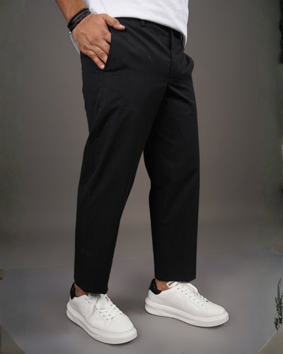 Black Straight Fit Cotton Trousers | Semi-Formal Wear – Mens Trousers on Brown Living™. SKU: AT15H-TROUSER-30. Img 2.
