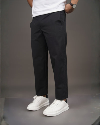 Black Straight Fit Cotton Trousers | Semi-Formal Wear – Mens Trousers on Brown Living™. SKU: AT15H-TROUSER-30. Img 8.
