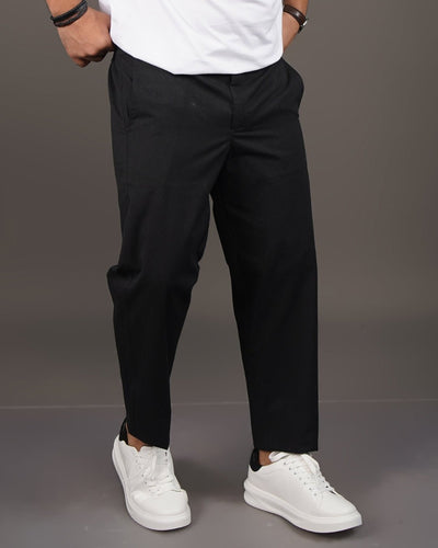 Black Straight Fit Cotton Trousers | Semi-Formal Wear – Mens Trousers on Brown Living™. SKU: AT15H-TROUSER-30. Img 6.