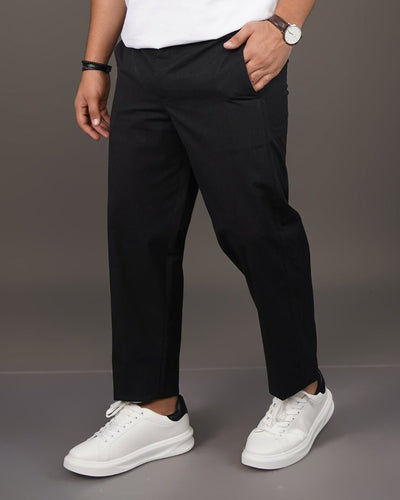 Black Straight Fit Cotton Trousers | Semi-Formal Wear – Mens Trousers on Brown Living™. SKU: AT15H-TROUSER-30. Img 9.
