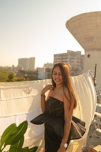 Black Tube Top With Golden Gilded Details | Strapless Party Wear – Womens Top on Brown Living™. SKU: TU01. Img 4.