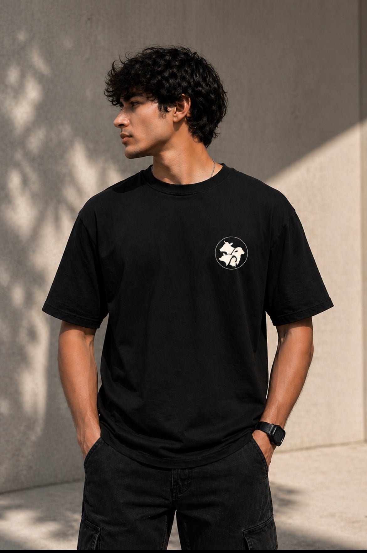 Black Unisex Cotton T-Shirt | Regular Fit Graphic Tee With Back Print – Mens T-Shirt on Brown Living™. SKU: beforeitwasfooditwassomeoneBlackS. Img 2.