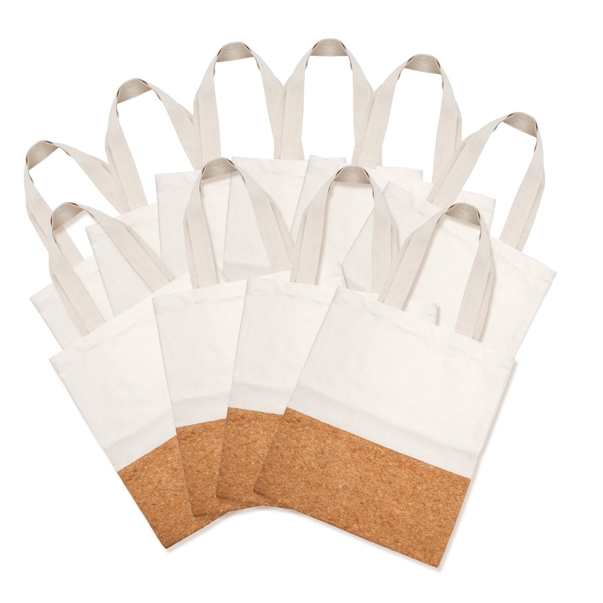 Blank Cork And Canvas Tote Bag Pack Of 10 – Tote Bag by The Cork Studio available on Brown Living™. . SKU: TCS - 32. Img 1.
