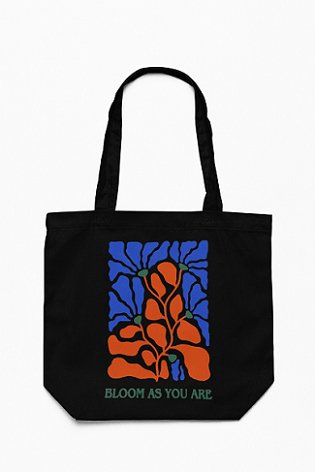 Bloom Black - 100% Cotton Canvas Sustainable Tote Bag with Zip | Verified Sustainable by Brown Living™