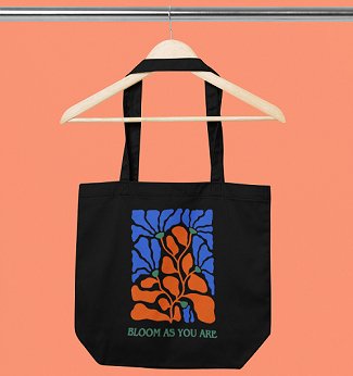 Bloom Black - 100% Cotton Canvas Sustainable Tote Bag with Zip | Verified Sustainable by Brown Living™