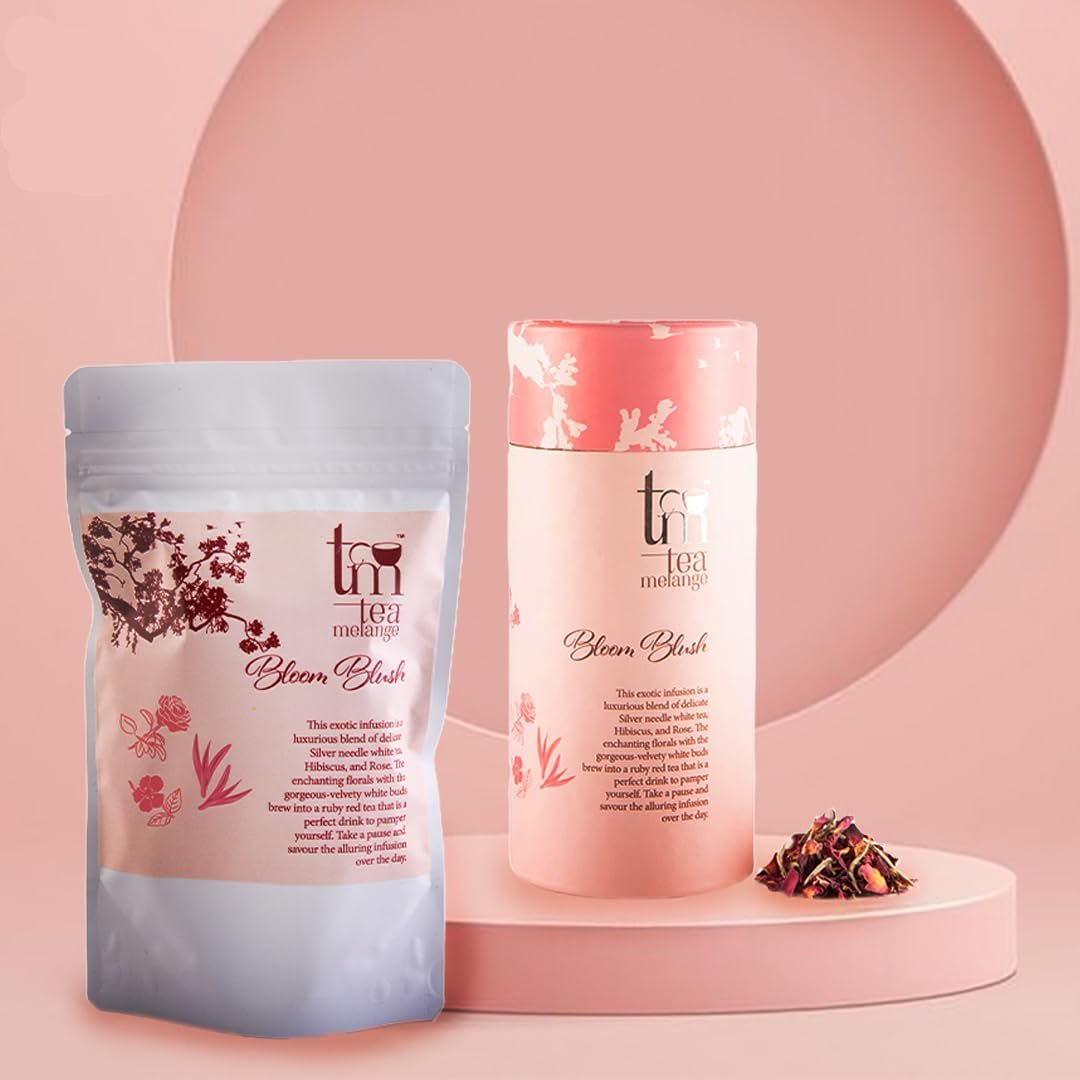 Bloom Blush White Tea | Silver Needle Hibiscus Rose Blend – Tea on Brown Living™. SKU: TM_BB. Img 1.