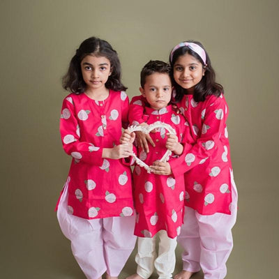 Bloomimg Red - Girls Ethnic Wear – Kids Ethnic Sets on Brown Living™. SKU: MITHEW - 040 - 1. Img 6.