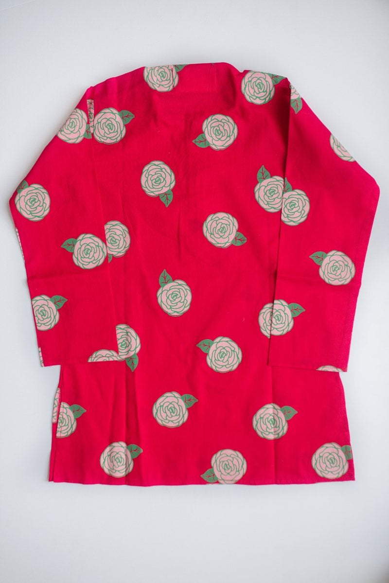 Blooming Red - Boys Ethnic Wear | Verified Sustainable Kids Ethnic Sets on Brown Living™