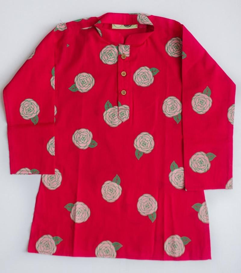 Blooming Red - Boys Ethnic Wear | Verified Sustainable Kids Ethnic Sets on Brown Living™