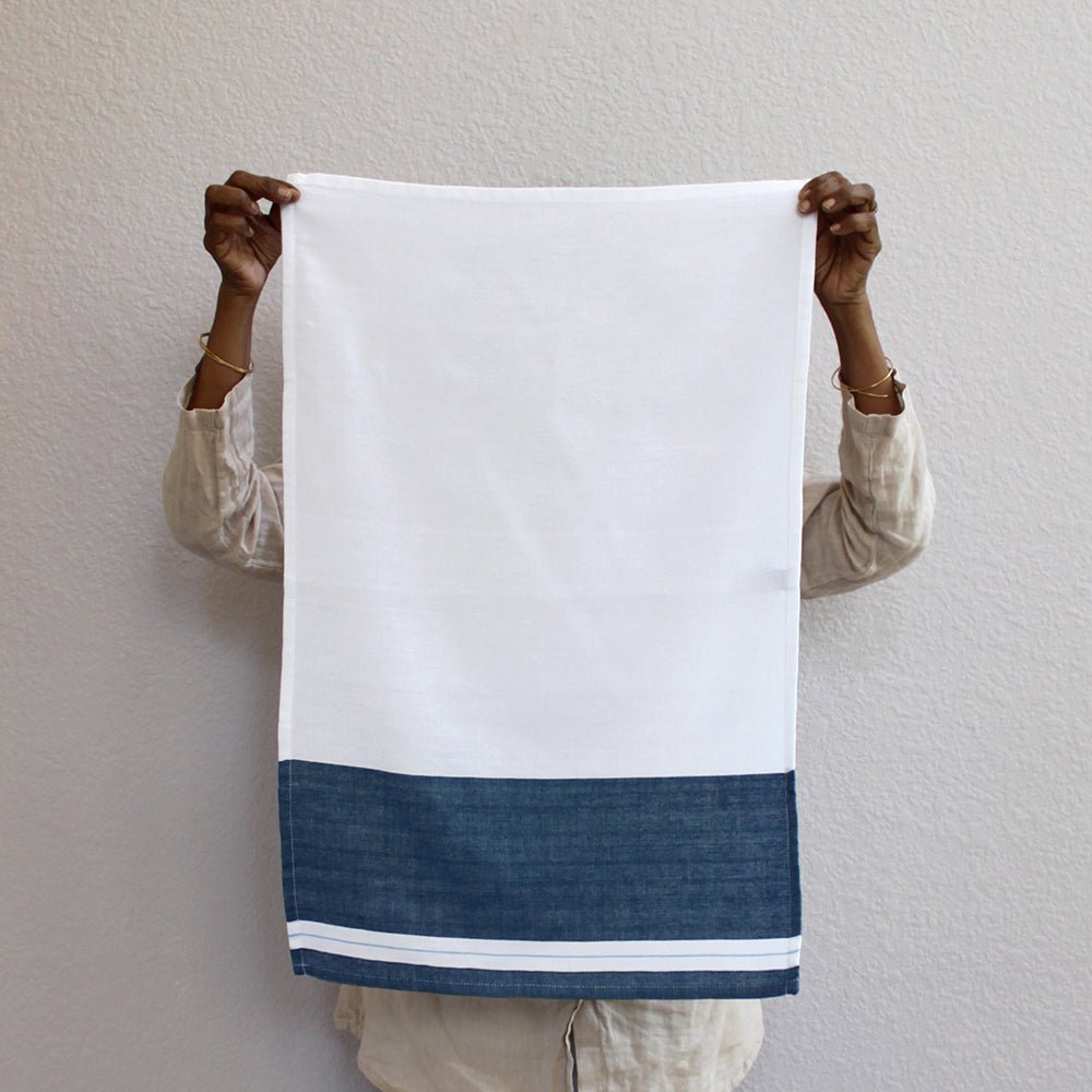 Blue Collection Kitchen Towel – Handwoven Cotton & Eco - Friendly Linen – Kitchen Linens on Brown Living™. SKU: KR - BD_. Img 4.