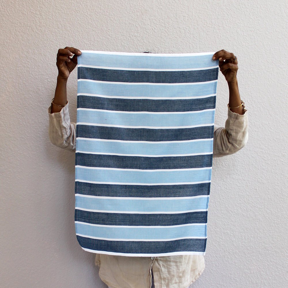 Blue Collection Kitchen Towel – Handwoven Cotton & Eco - Friendly Linen – Kitchen Linens on Brown Living™. SKU: KR - OB. Img 2.