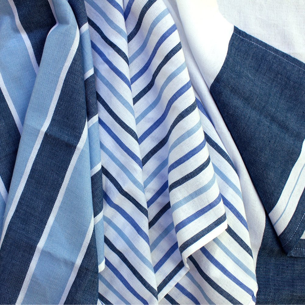 Blue Collection Kitchen Towel – Handwoven Cotton & Eco - Friendly Linen – Kitchen Linens on Brown Living™. SKU: KR - OB. Img 1.
