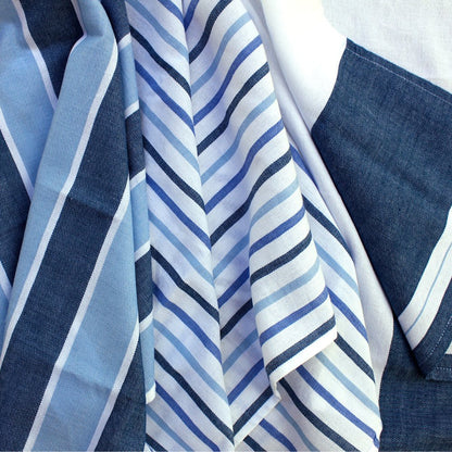 Blue Collection Kitchen Towel – Handwoven Cotton & Eco - Friendly Linen – Kitchen Linens on Brown Living™. SKU: KR - OB. Img 1.