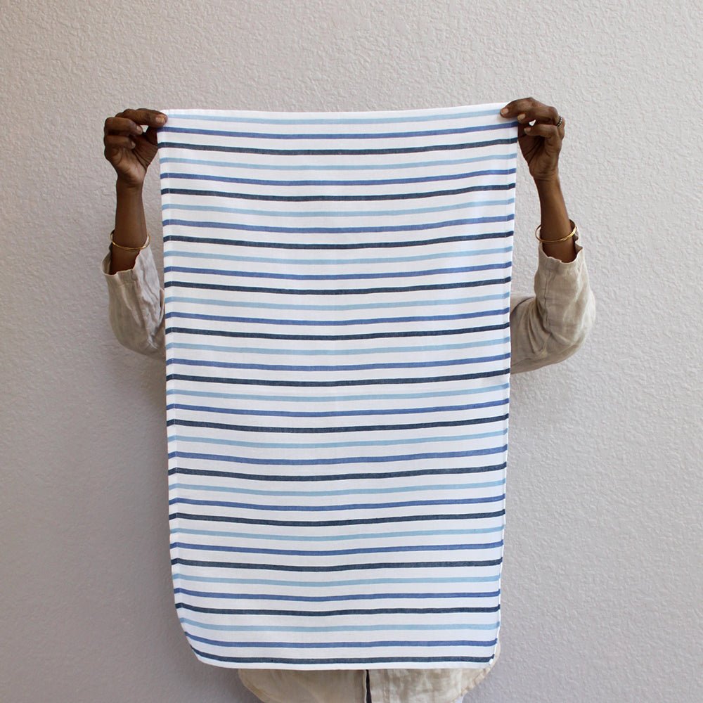 Blue Collection Kitchen Towel – Handwoven Cotton & Eco - Friendly Linen – Kitchen Linens on Brown Living™. SKU: KR - SS_. Img 3.