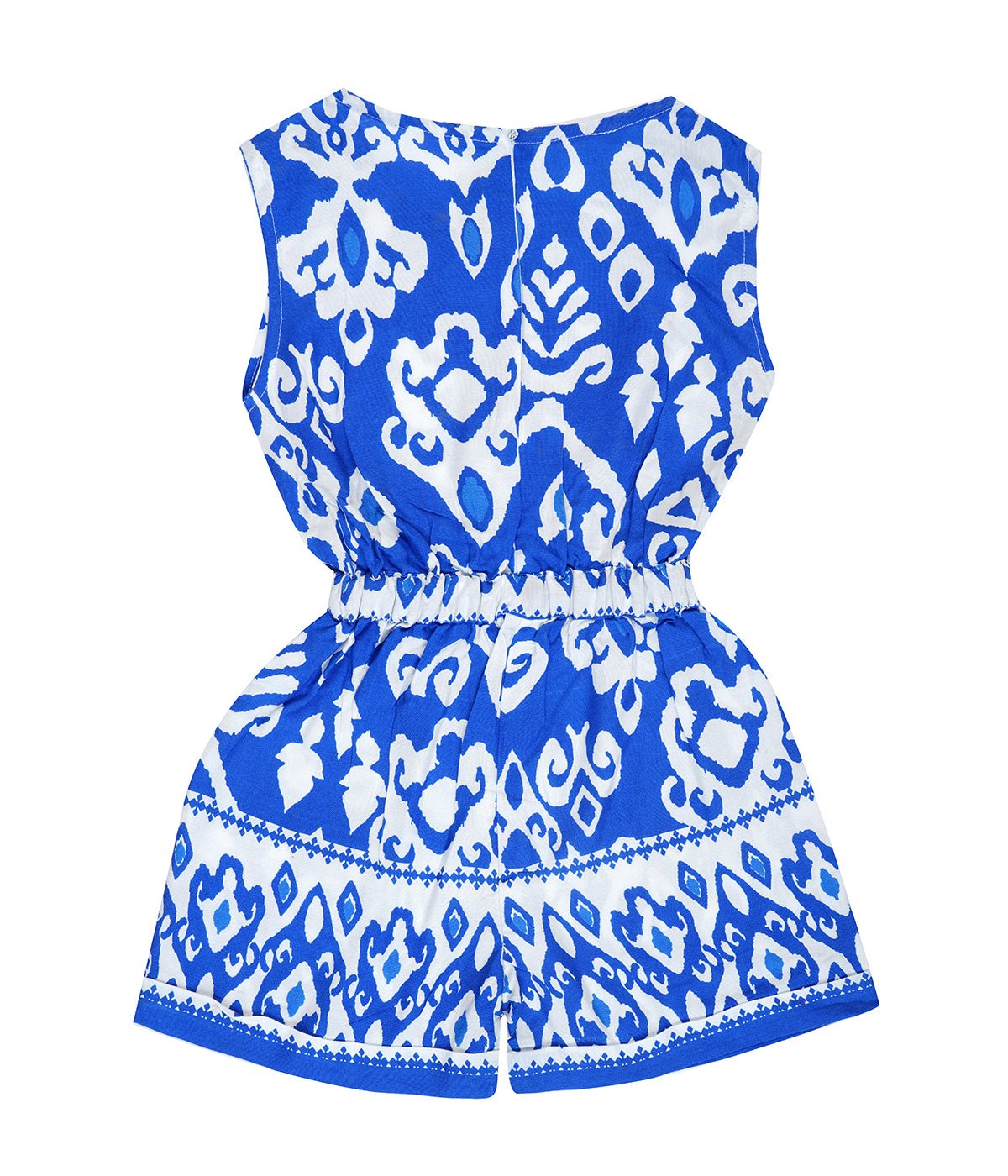 Blue Ikat Romper For Girls | Regular Fit Comfortable Ethnic Wear – Kids Daywear Sets on Brown Living™. SKU: PG170_1. Img 2.