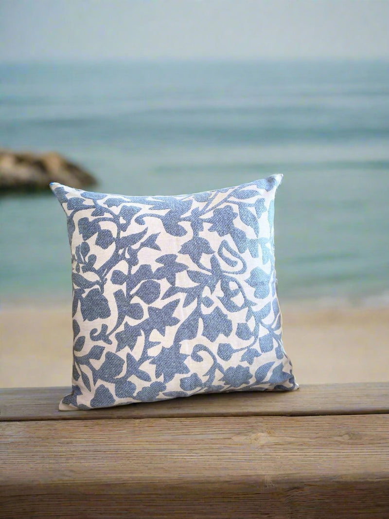 Blue Leaf Double Sided Cushion Cover - Pack of 2 | Verified Sustainable by Brown Living™