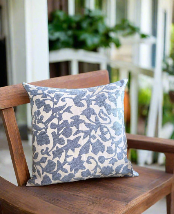 Blue Leaf Double Sided Cushion Cover - Pack of 2 | Verified Sustainable Covers & Inserts on Brown Living™