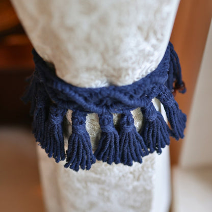 Blue Macrame Tassel Curtain Ties | Verified Sustainable by Brown Living™