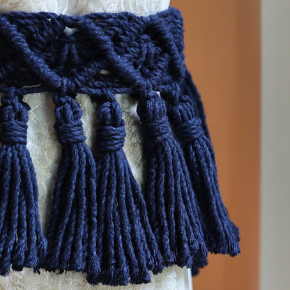 Blue Macrame Tassel Curtain Ties | Verified Sustainable by Brown Living™