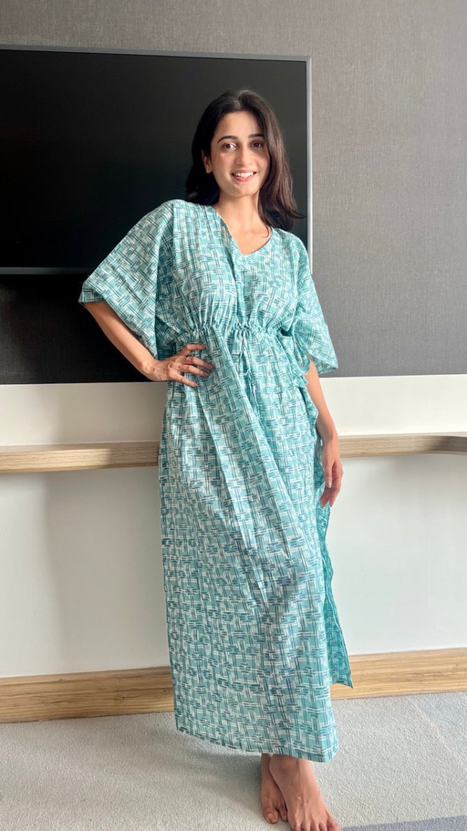 Blue Maze Runner Kaftaan – Womens Kaftan by Bloc'D by JBH available on Brown Living™. Onesize . SKU: BOTW004. Img 3.