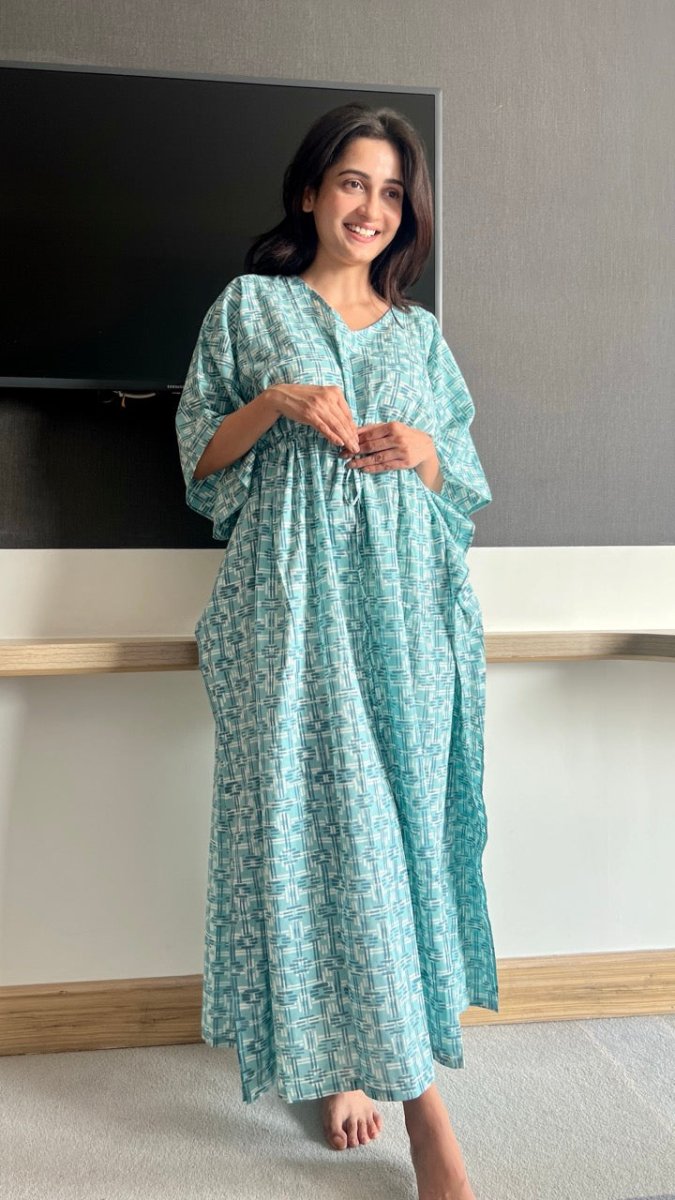 Blue Maze Runner Kaftaan – Womens Kaftan by Bloc'D by JBH available on Brown Living™. Onesize . SKU: BOTW004. Img 1.