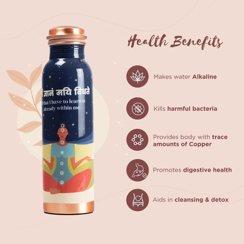 Blue Meditation Copper Bottle - 500 ml | Verified Sustainable by Brown Living™