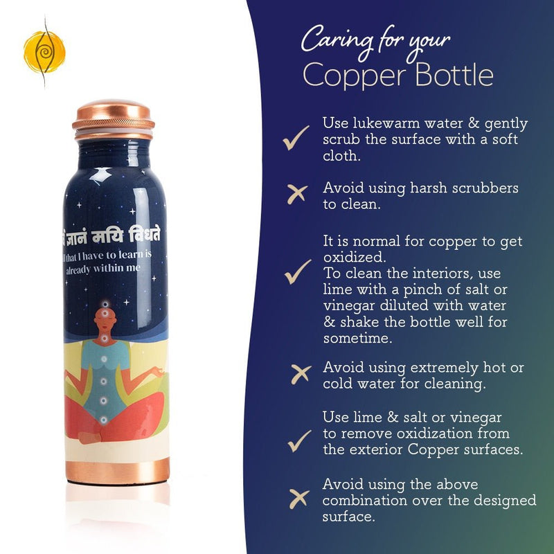 Blue Meditation Copper Bottle - 500 ml | Verified Sustainable by Brown Living™