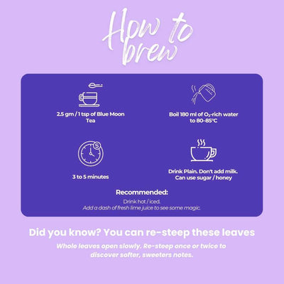 Blue Moon Butterfly Pea & Lavender Tea – Liver Detox & Digestion– 50g – Tea on Brown Living™. SKU: BMTin50New. Img 4.
