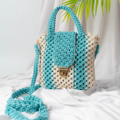 Blue Orchid Crochet Sling Bag | Handmade Shoulder Bag – Handbags on Brown Living™. SKU: AM-MAC-OrchidBlue. Img 1.
