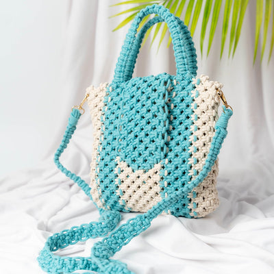 Blue Orchid Crochet Sling Bag | Handmade Shoulder Bag – Handbags on Brown Living™. SKU: AM-MAC-OrchidBlue. Img 4.