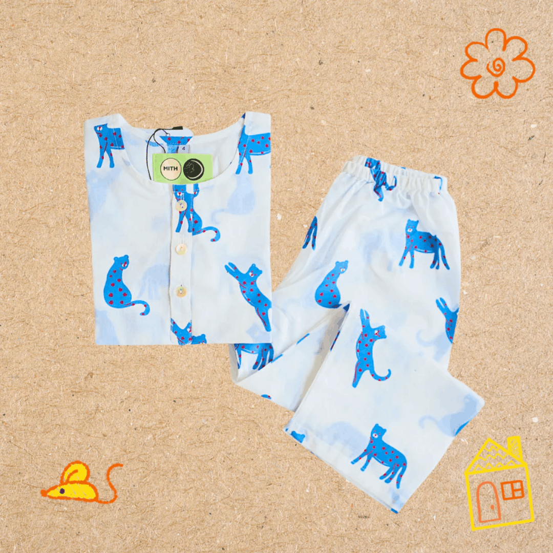 Blue Panther - Unisex Kids Cotton Nightwear – Kids Pyjamas on Brown Living™. SKU: MITHNW-028-1. Img 8.