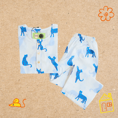 Blue Panther - Unisex Kids Cotton Nightwear – Kids Pyjamas on Brown Living™. SKU: MITHNW-028-1. Img 8.