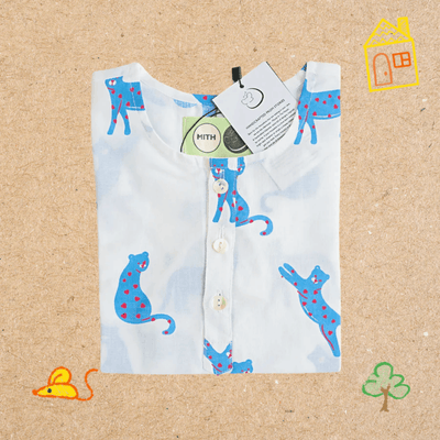 Blue Panther - Unisex Kids Cotton Nightwear – Kids Pyjamas on Brown Living™. SKU: MITHNW-028-1. Img 3.