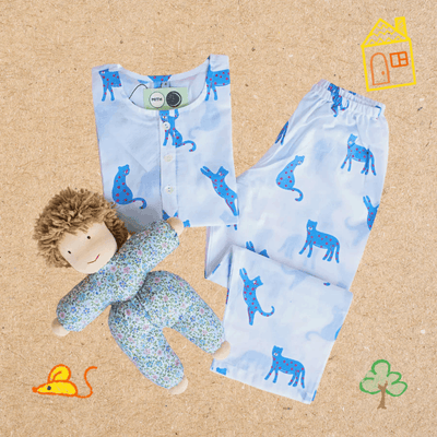 Blue Panther - Unisex Kids Cotton Nightwear – Kids Pyjamas on Brown Living™. SKU: MITHNW-028-1. Img 6.