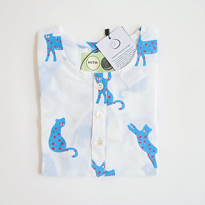 Blue Panther - Unisex Kids Cotton Nightwear | Verified Sustainable by Brown Living™