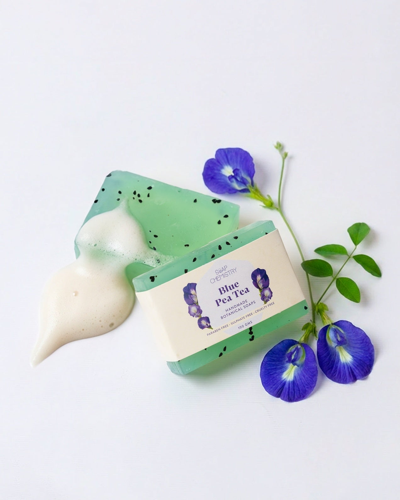 Blue Pea Soap Bar 125g | Butterfly Pea Natural Cleansing Soap – Body Soap on Brown Living™. SKU: SC-05. Img 1.