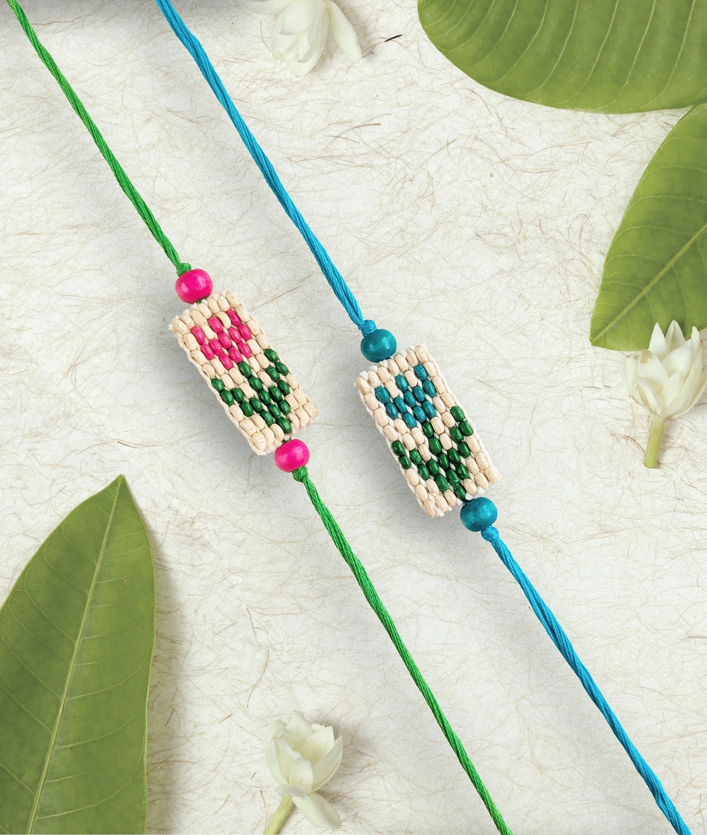 Blue Pixel Tulip Rakhi – Rakhi on Brown Living™. SKU: Gul-14. Img 3.