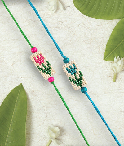 Blue Pixel Tulip Rakhi – Rakhi on Brown Living™. SKU: Gul-14. Img 3.