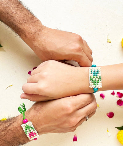 Blue Pixel Tulip Rakhi – Rakhi on Brown Living™. SKU: Gul-14. Img 2.