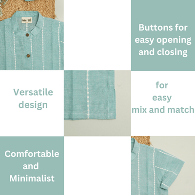 Blue Striped Cotton Shirt for Kids | Unisex Casual Shirt – Kids Shirts on Brown Living™. SKU: ALBS1. Img 7.