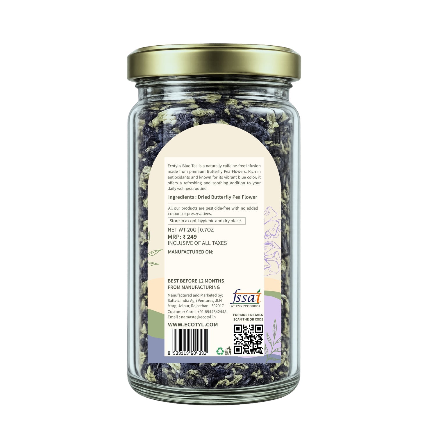 Blue Tea | Dried Butterfly Pea Flowers | Herbal Tea | 20g – Tea on Brown Living™. SKU: ECOTYL00063. Img 6.