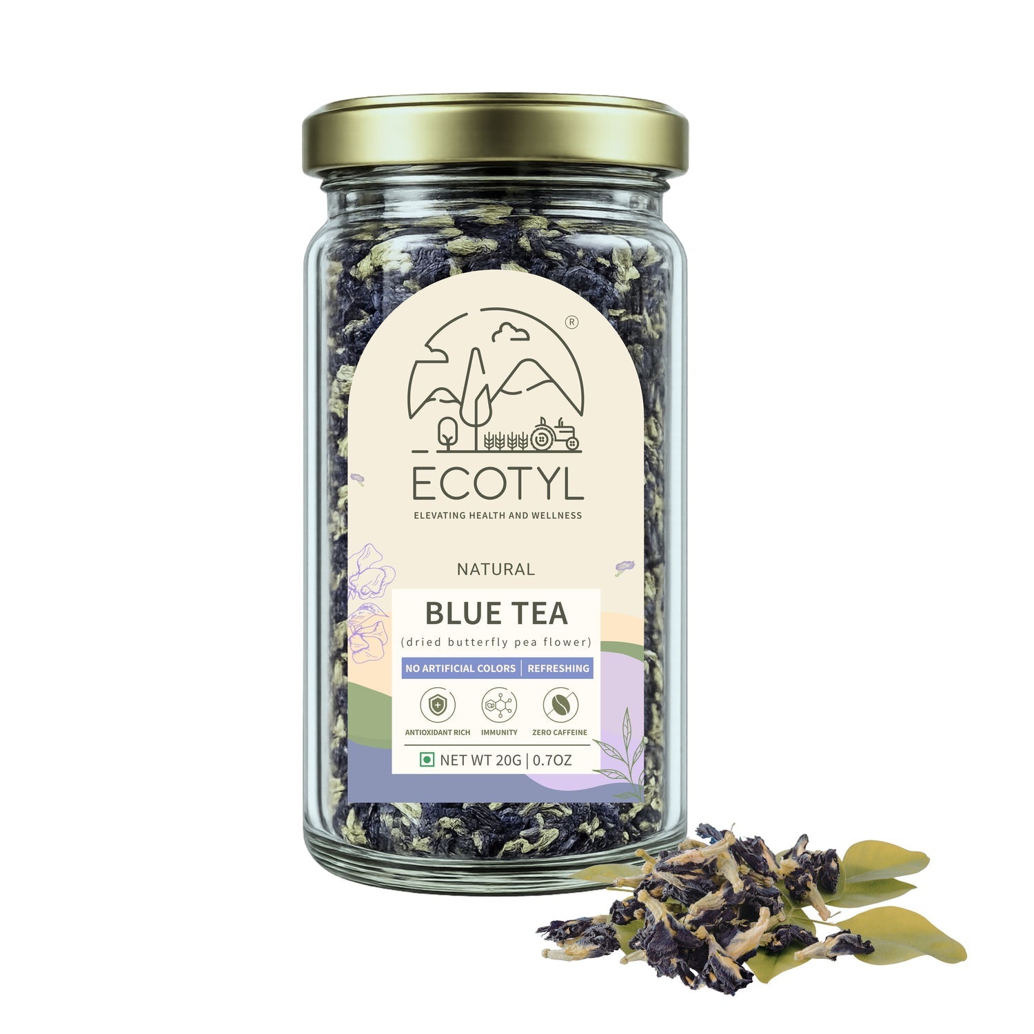Blue Tea | Dried Butterfly Pea Flowers | Herbal Tea | 20g – Tea on Brown Living™. SKU: ECOTYL00063. Img 1.
