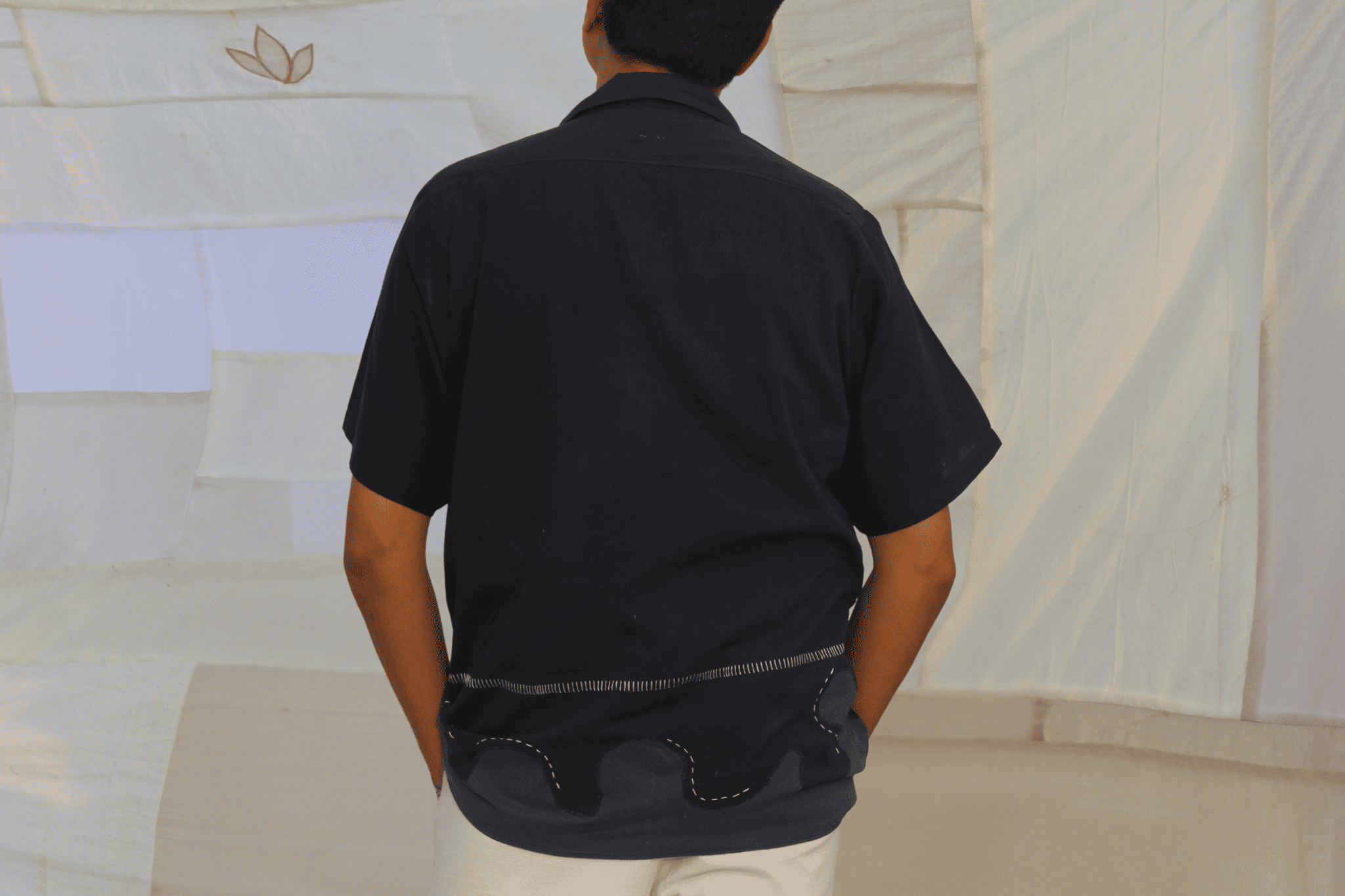 Blue Waves Cotton Shirt – Regular Fit Breathable Casual Wear – Men Shirt on Brown Living™. SKU: SH01. Img 2.