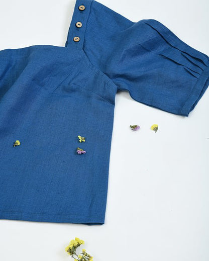 Blueberry Hemp Top with Detachable Sleeves | Multi Occassion | Verified Sustainable by Brown Living™