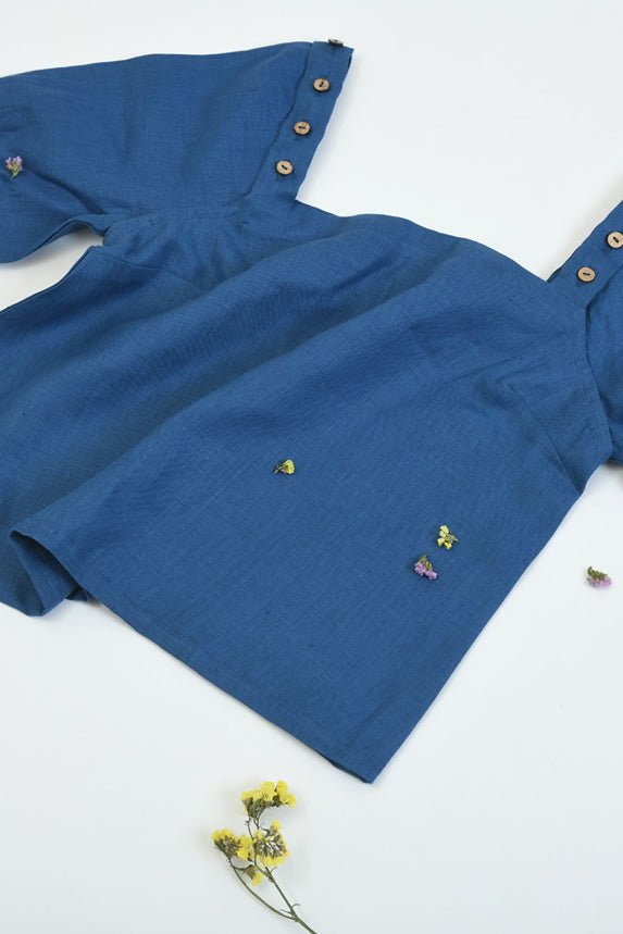 Blueberry Hemp Top with Detachable Sleeves | Multi Occassion | Verified Sustainable by Brown Living™