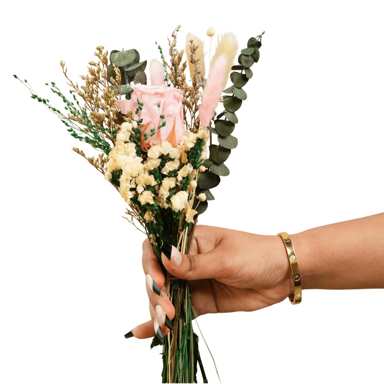 Blush & Bloom Dried Flower Bouquet | Pink Floral Decor Arrangement – Vases on Brown Living™. SKU: V-408. Img 2.