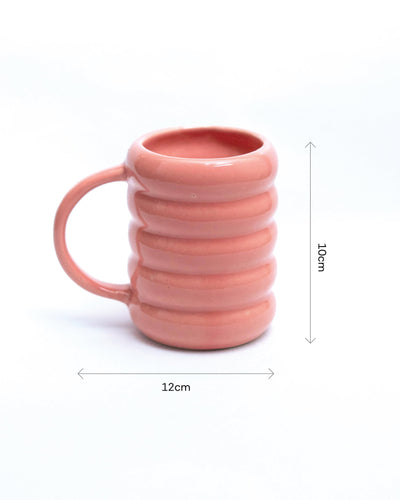 Blush Bumps Ceramic Mug Set of 2 | Textured Handmade Coffee & Tea Mugs – Cups & Saucers on Brown Living™. SKU: MS-DRK-0012-MUG. Img 3.