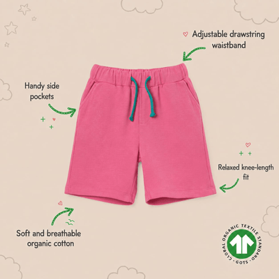 Blush Fizz Cotton Shorts | 100% Cotton, Dye-Free & Skin Friendly – Kids Shorts on Brown Living™. SKU: SH01A-2-4Y. Img 4.