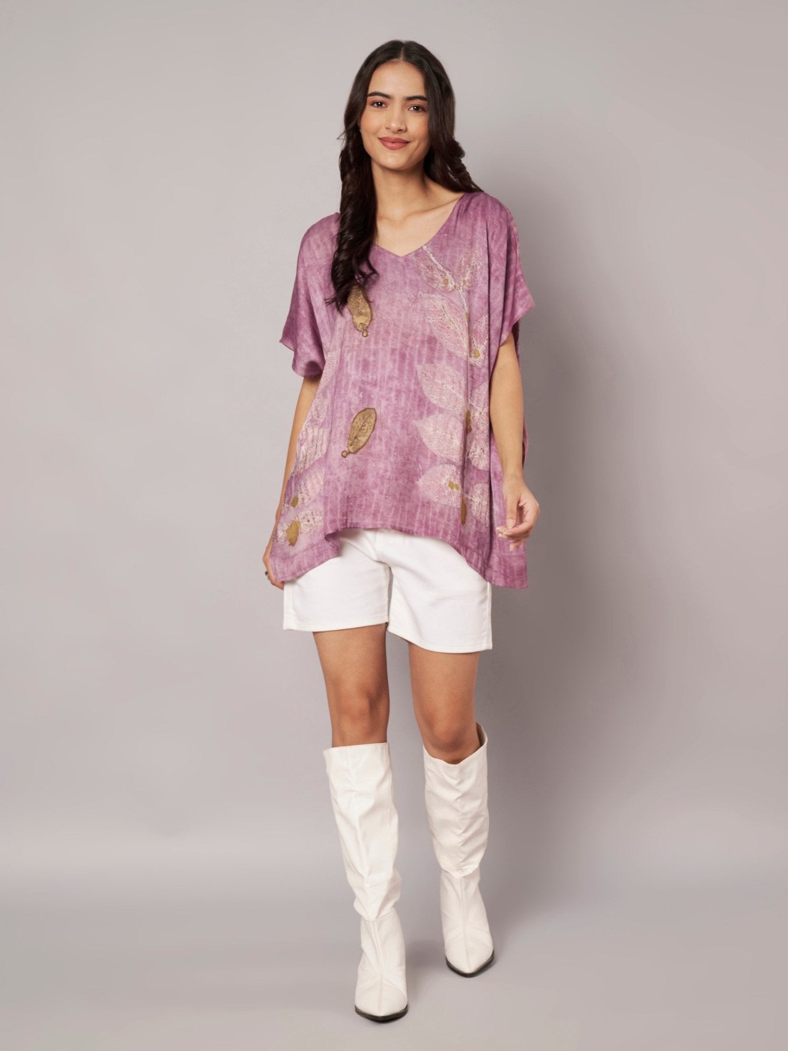 Blush Kaftan Flared Top for Women Relaxed Fit – Womens Top on Brown Living™. SKU: Fst1. Img 11.