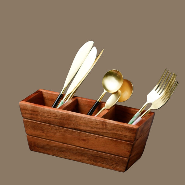Boat Wooden Cutlery Caddy/Holder | Verified Sustainable Kitchen Organisers on Brown Living™